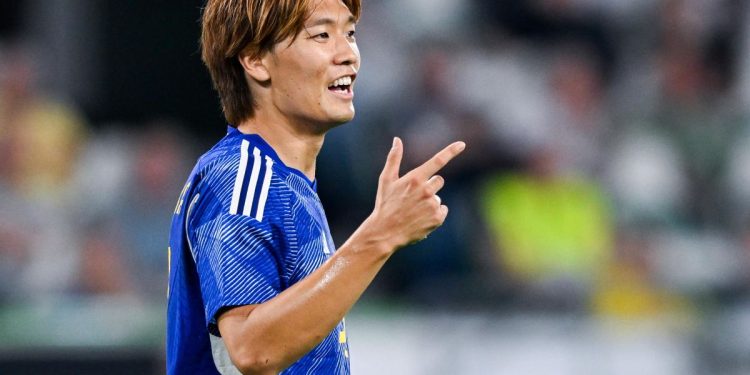 Ko Itakura durante un match con la Nazionale giapponese (Foto Ansa)