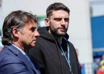 L'ad Giovanni Carnevali e Domenico Berardi, capitano del Sassuolo (Foto Ansa)
