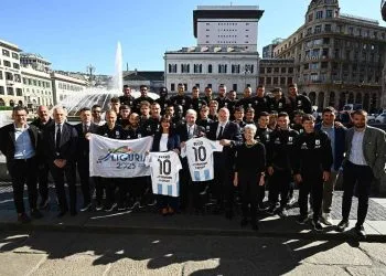 L'Entella dopo la promozione in Serie B (Foto Ansa)
