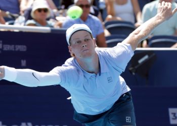 Jannik Sinner in campo, qui nel Cincinnati Open 2025 (ANSA)