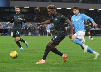 Oluwafisayo Dele-Bashiru in azione con la Lazio (Foto Ansa)