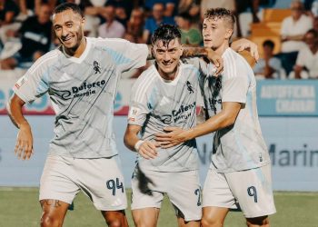 L'esultanza della Virtus Entella in Coppa Italia (da facebook.com/virtusentella.chiavari)