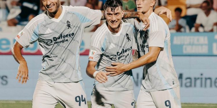 L'esultanza della Virtus Entella in Coppa Italia (da facebook.com/virtusentella.chiavari)