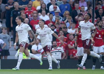 Riccardo Calafiori esulta con l'Arsenal (Foto ANSA)
