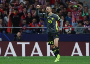 Edon Zhegrova esulta dopo un gol segnato in Champions League col Lille (Foto Ansa)