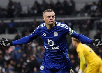 Jamie Vardy esulta con il Leicester (Foto ANSA)