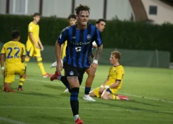 Nicolò Baldo esulta con l'Atalanta Primavera (da Facebook)