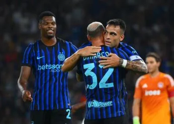 L'esultanza di Lautaro Martinez e Federico Dimarco con l'Inter (da facebook.com/Inter)