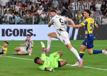 Il gol di Dusan Vlahovic in Juventus Parma (Foto ANSA)