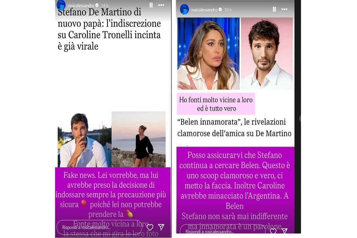 caroline tronelli stefano de martino belen retroscena figlio