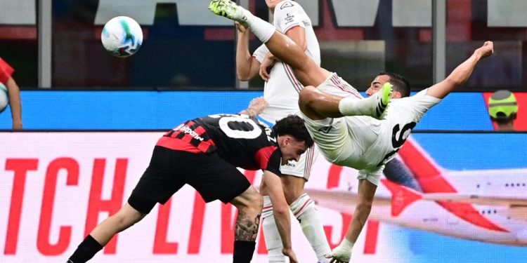 Il gol di Federico Bonazzoli in Milan Cremonese (Foto ANSA)