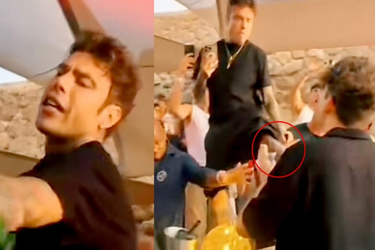 Fedez attacca un fan durante un evento