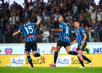 L'esultanza di Gianluca Scamacca con l'Atalanta (Foto ANSA)