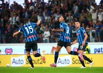 L'esultanza di Gianluca Scamacca con l'Atalanta (Foto ANSA)