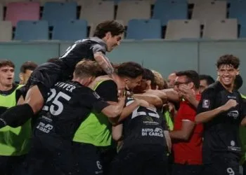 L'esultanza del Foggia (Facebook Calcio Foggia 1920)