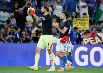 Gianluigi Donnarumma e Sandro Tonali con l'Italia (Foto ANSA)