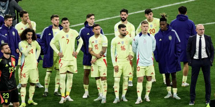 La delusione della Spagna nella finale di Nations League (Foto ANSA)