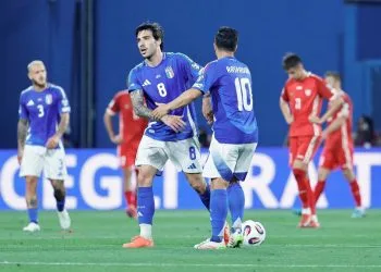 Sandro Tonali e Giacomo Raspadori con l'Italia (Foto ANSA)