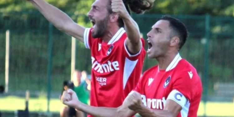 L'esultanza della Giana Erminio (Facebook Lega Pro)