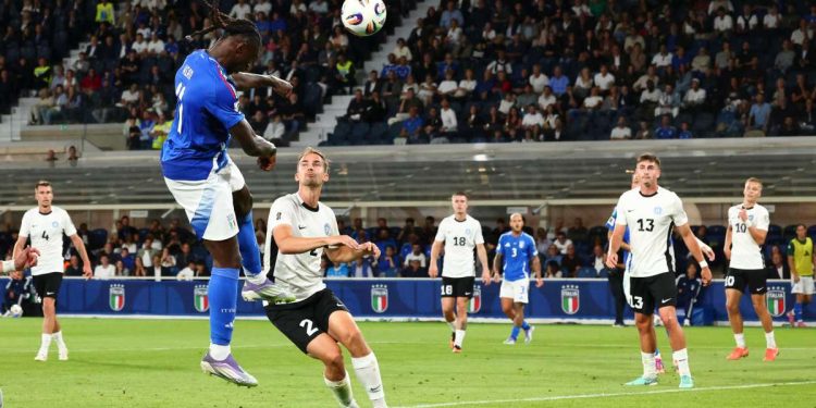 Il gol di Moise Kean in Italia Estonia (Foto ANSA)