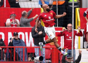 Bryan Mbeumo esulta con il Manchester United (Foto ANSA)