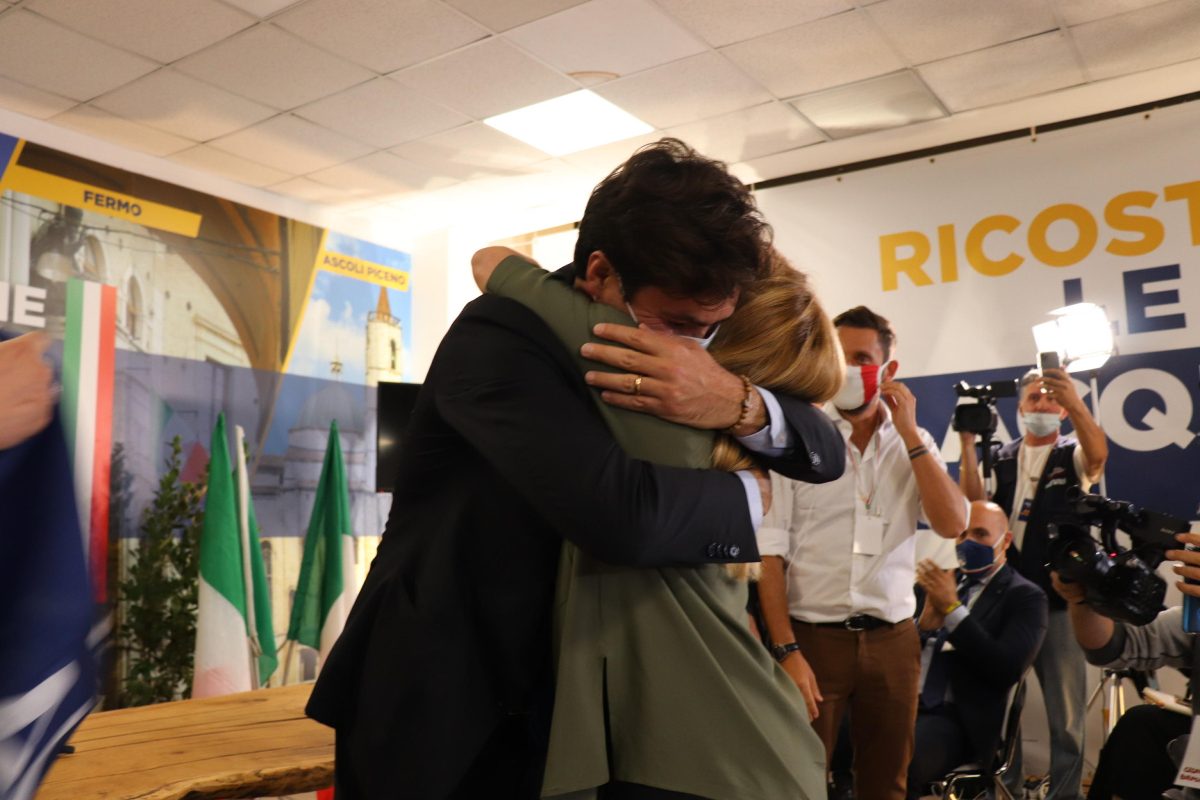 Acquaroli e Meloni, Marche