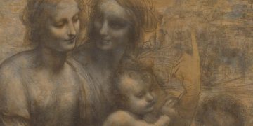 Leonardo da Vinci, "Sant'Anna, la Madonna, il Bambino e san Giovannino" (1501-05, particolare)