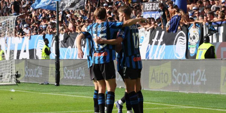 L'esultanza dell'Atalanta (Foto ANSA)