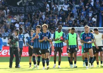 L'esultanza dell'Atalanta (Foto ANSA)