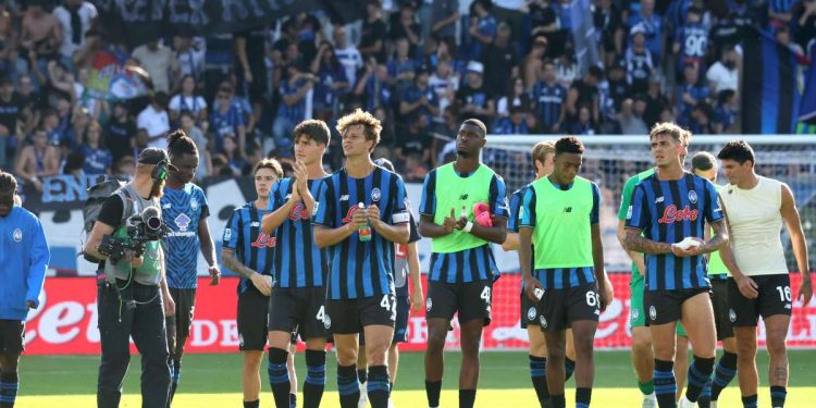 L'esultanza dell'Atalanta (Foto ANSA)