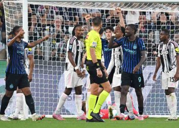 Marcus Thuram esulta per il gol in Juventus Inter (Foto ANSA)