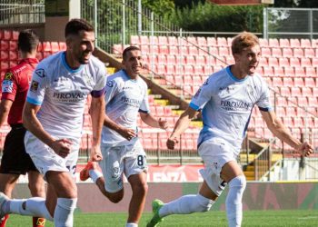 L'esultanza del Lecco (da facebook.com/CalcioLecco1912)