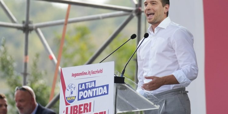 Jordan Bardella a Pontida 2025