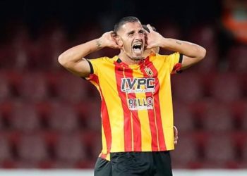 Francesco Salvemini esulta con il Benevento (da facebook.com/SerieCofficial)