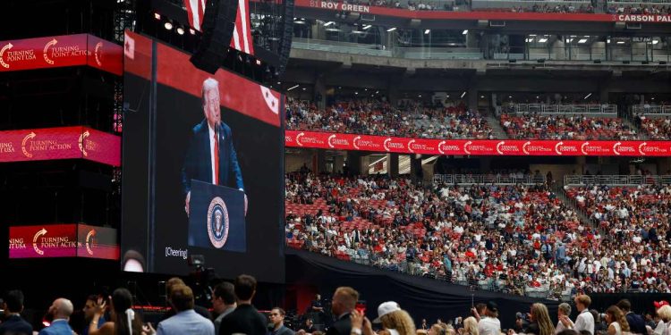 Un momento dei funerali di Charlie Kirk (Ansa)