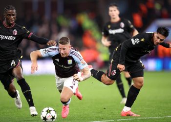 Un momento di Aston Villa Bologna in Champions League (Foto ANSA)