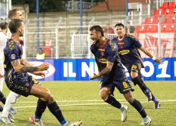 Aimone Calì esulta con il Guidonia (da facebook.com/Guidoniamontecelio1937fc)