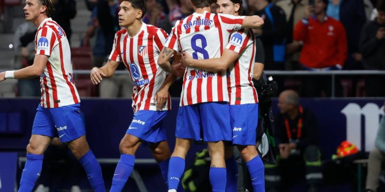 L'esultanza dell'Atletico Madrid (Foto Ansa)