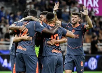 L'Inter festeggia un gol (Foto ANSA)