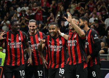 L'esultanza del Milan, qui in Coppa Italia (Foto Ansa)