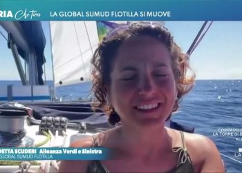 Benedetta Scudieri a bordo della Flotilla (Foto: La7)