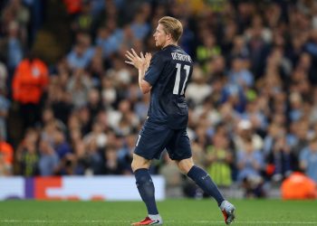 Kevin De Bruyne con il Napoli in Champions League (Foto ANSA)