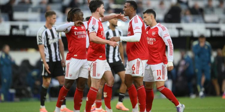 L'esultanza dell'Arsenal in Premier League (Foto ANSA)