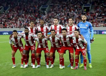 L'Olympiakos schierato in Champions League (Foto ANSA)