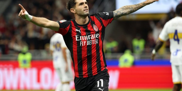 Christian Pulisic esulta con il Milan (Foto ANSA)
