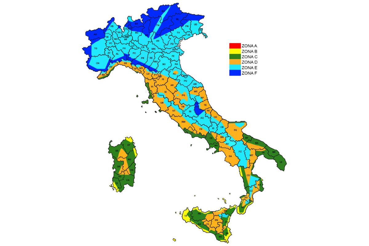 La mappa dell'accensione del riscaldamento in Italia