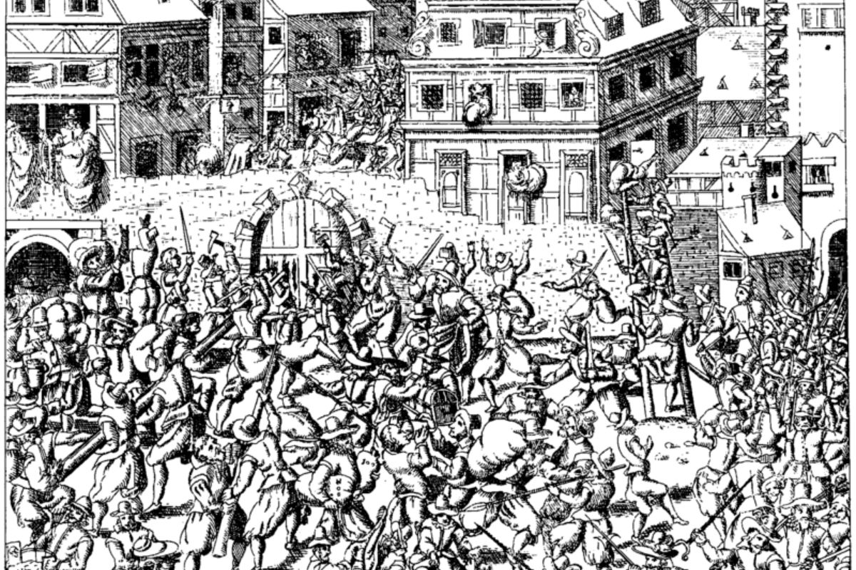 Raffigurazione di un pogrom a Francoforte sul Meno del 1614