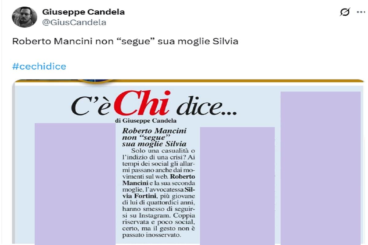 roberto mancini e silvia fortini in crisi