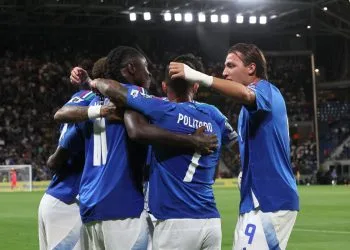 L'esultanza dell'Italia (Foto Ansa)