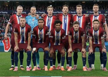 La formazione iniziale della Nazionale norvegese (Foto Ansa)